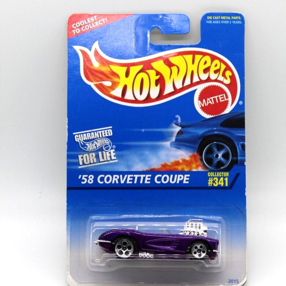 Hot Wheels '58 Corvette Coupe Collector #341 Purple Die Cast Toy Car Mattel NEW